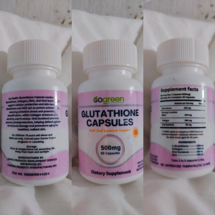 Authentic Glutathione Capsule W/ Oral Sunblock Support - Premium Health Supplement by GoGreen Products Philippines