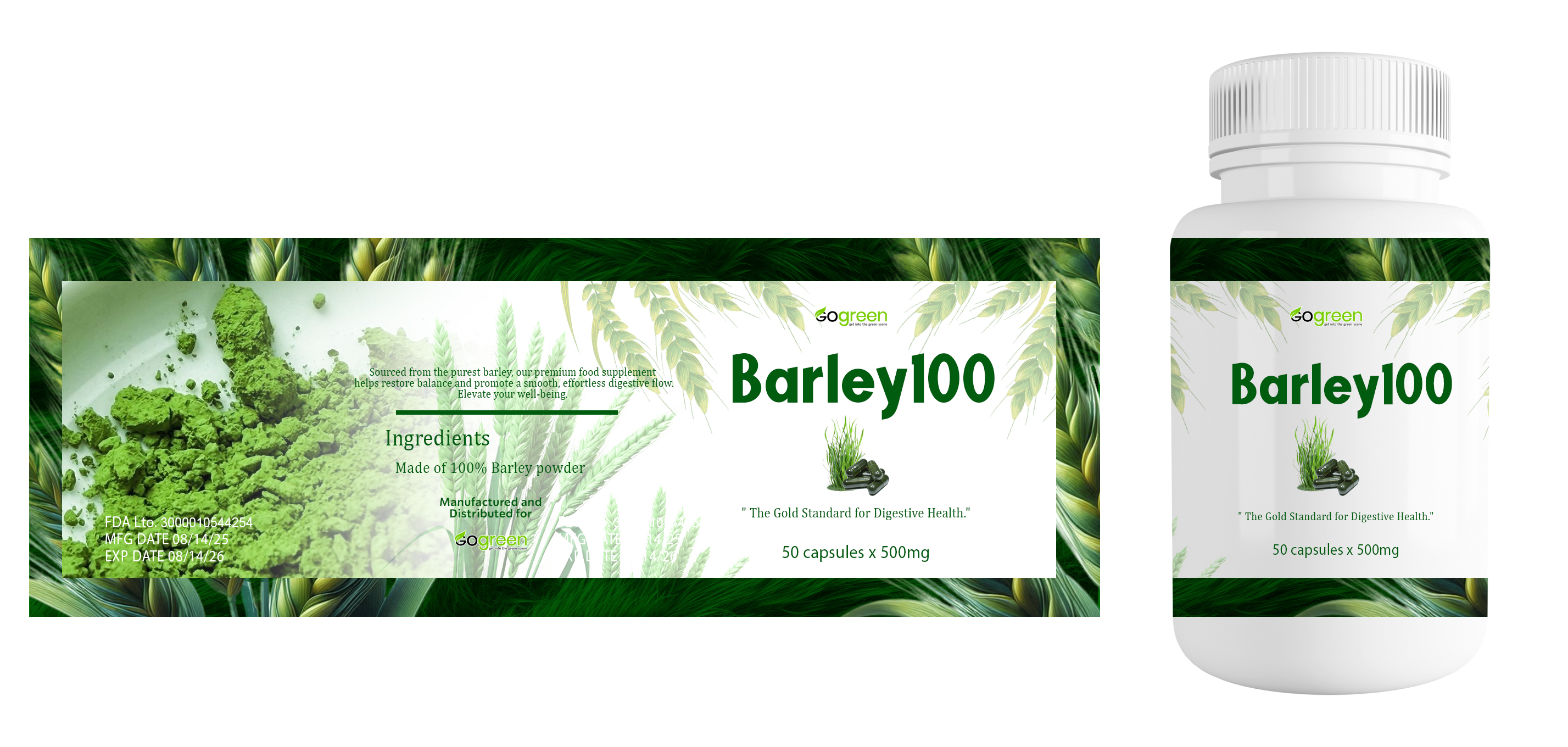 Barley100 Capsule 500mgx 50 Capsules - Premium Health Supplement by GoGreen Products Philippines
